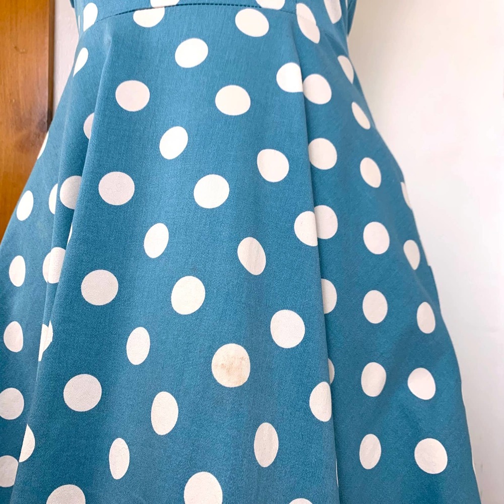 Vintage 90s Pinup Rockabilly Polka-dot Mini USA Made Dress - Picture 8 of 10